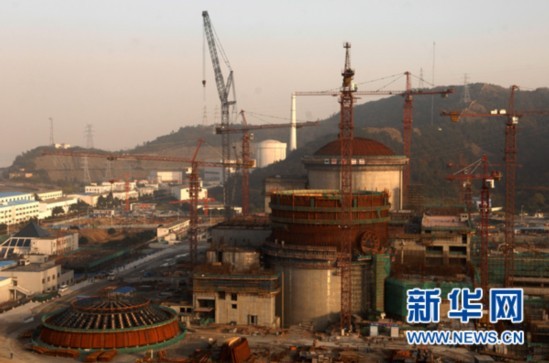 点击查看大图。 建设中的方家山核电站